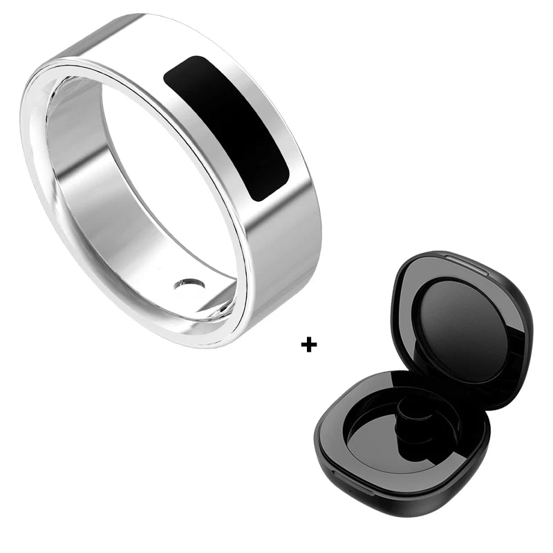 Vibrating Smart Ring for Men Vibration Notifications Health Monitoring,Calls Messages, Slient Alarm Clock Rings for Android iOS