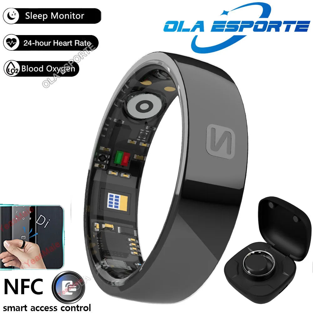 Smart Ring NFC Ring Health Fitness Tracker Ceramic Health Ring 2025 Sleep Tracking Heart Rate Blood Pressure with Charging Case