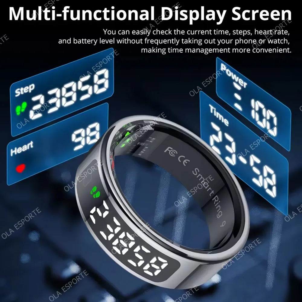 2025 Smart Ring with Display Screen and Touch, Wireless Charging, Health Manager, 5 ATM Waterproof For Men Women Rings R12 R11