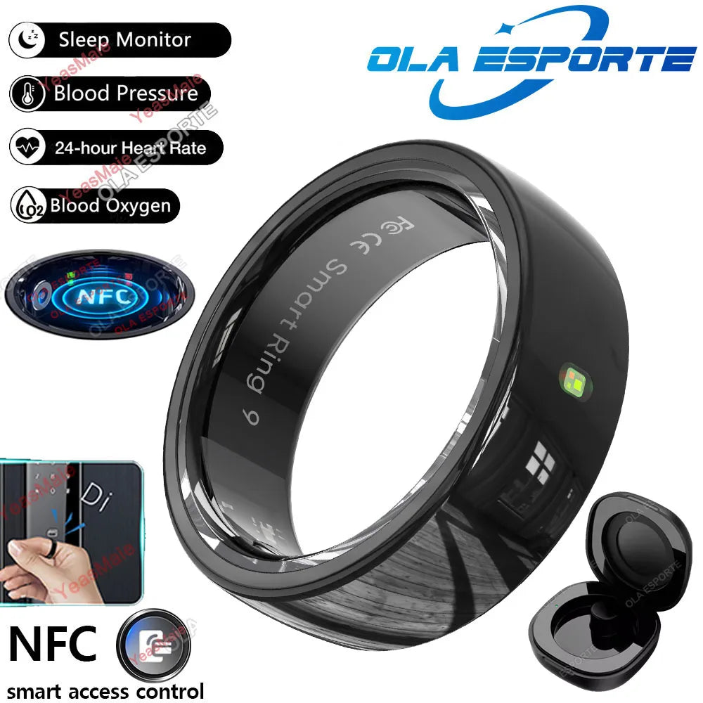New Ceramic NFC Smart Ring 2025 Gesture Operated Rings 5ATM Waterproof Message LED Reminder Health Sleep Monitoring Smartring