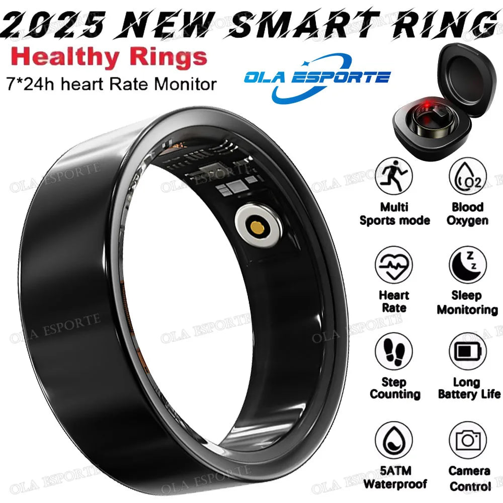 New Smart Ring Men Women Health Monitoring Heart Rate Blood Oxygen Sleep 5ATM Waterproof Multi Sports Fitness Tracker Rings 2025