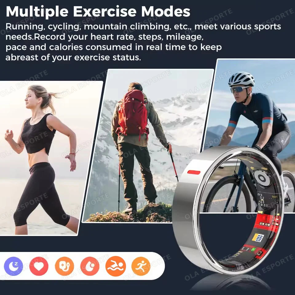 New Health Monitor Smart Ring Outdoor Waterproof Rings Real HRV Monitor Heart Rate Blood Pressure/Oxygen Sports Smartring 2025