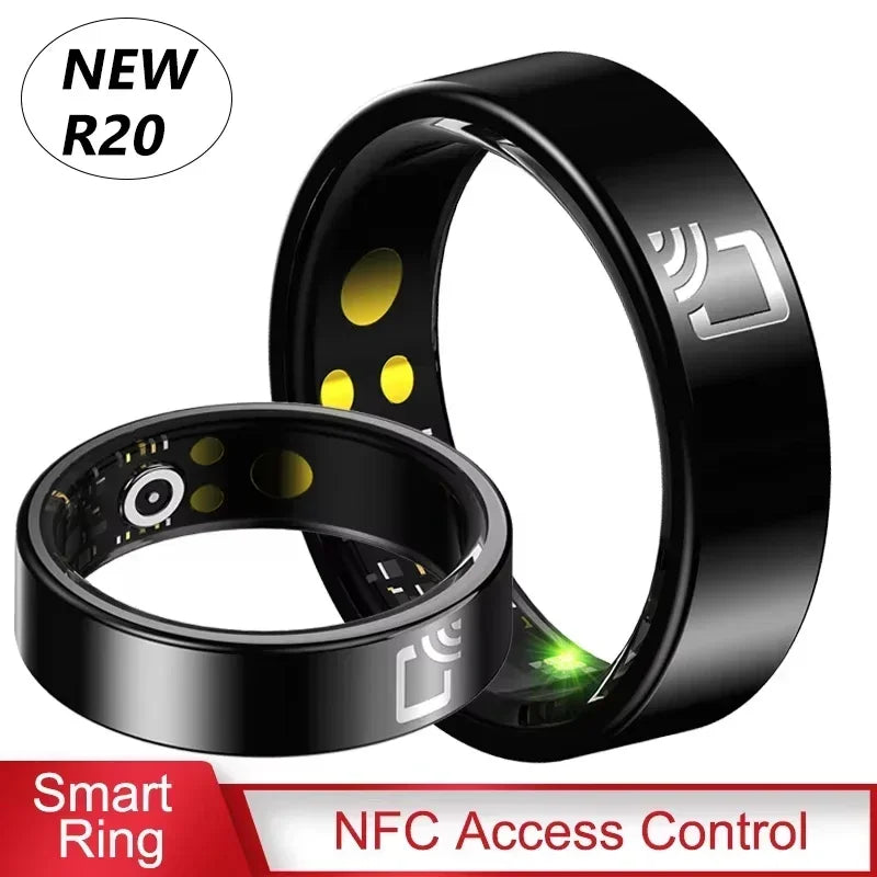 R20 Ceramic Sheel Smart Ring Health Tracker Ring Sleep Heart Rate Tracking Waterproof Fitness Tracker with Charging Case