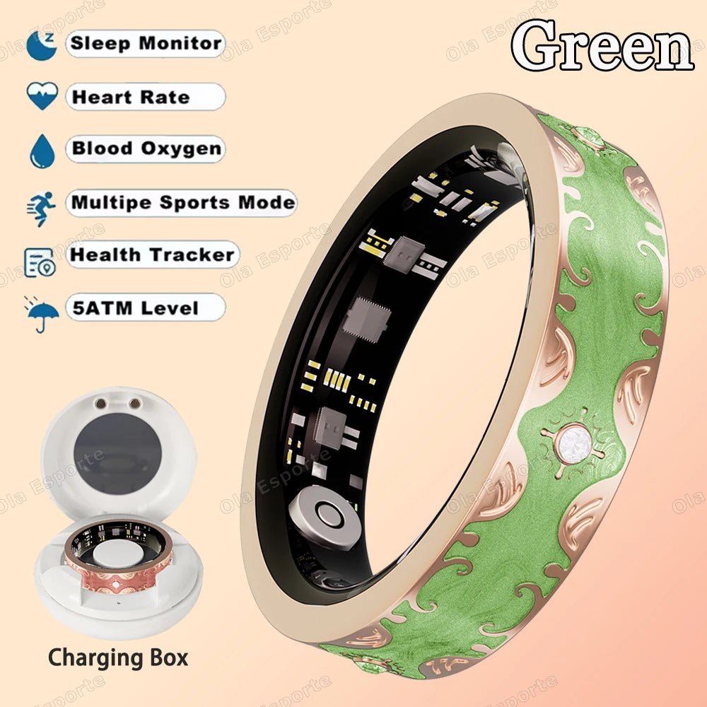Fashion Smart Ring Exquisite Color Matching 24 Hours Health Monitoring Women's Health Management 100+ Sports Modes Fitness Rings