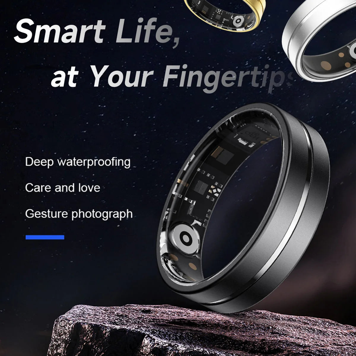 2025 New Smart Ring Sleep&Health Blood Pressure Monitoring 5ATM Waterproof Multiple Sports Modes Smartrings For Men Women Gifts