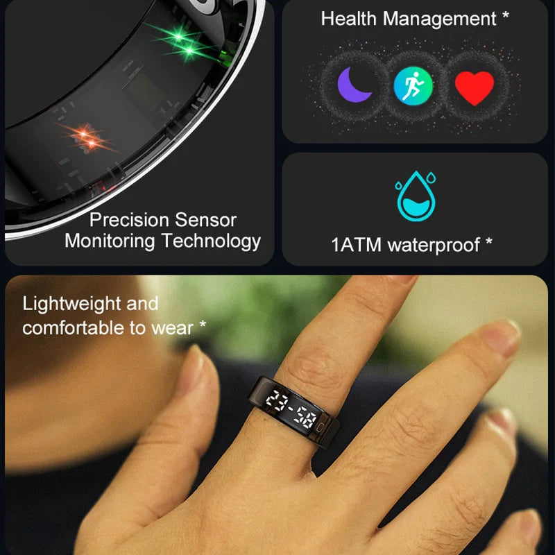 R11C Smart Ring 2025 Men Women LED Display Screen Health Ring Heart Rate Sleep Monitor Waterproof Smart Ring