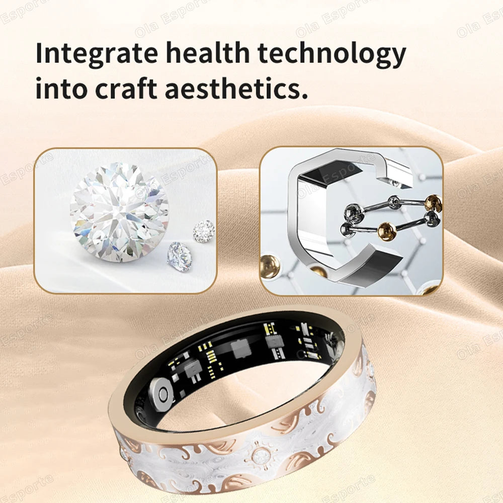 Fashion Smart Ring Exquisite Color Matching 24 Hours Health Monitoring Women's Health Management 100+ Sports Modes Fitness Rings