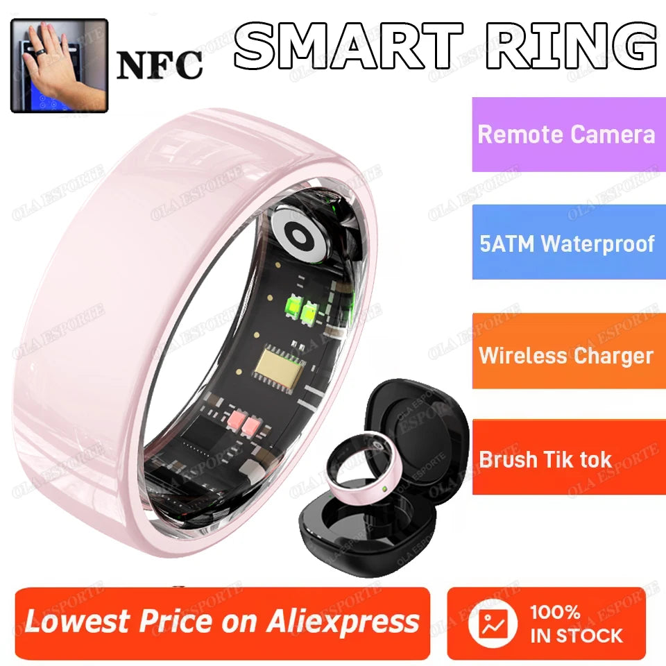 New Ceramic NFC Smart Ring 2025 Gesture Operated Rings 5ATM Waterproof Message LED Reminder Health Sleep Monitoring Smartring