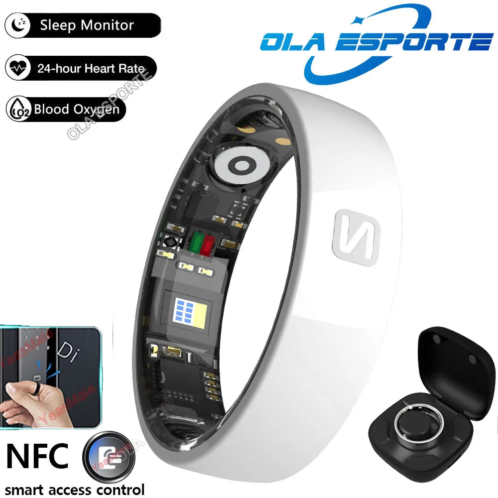 Smart Ring NFC Ring Health Fitness Tracker Ceramic Health Ring 2025 Sleep Tracking Heart Rate Blood Pressure with Charging Case