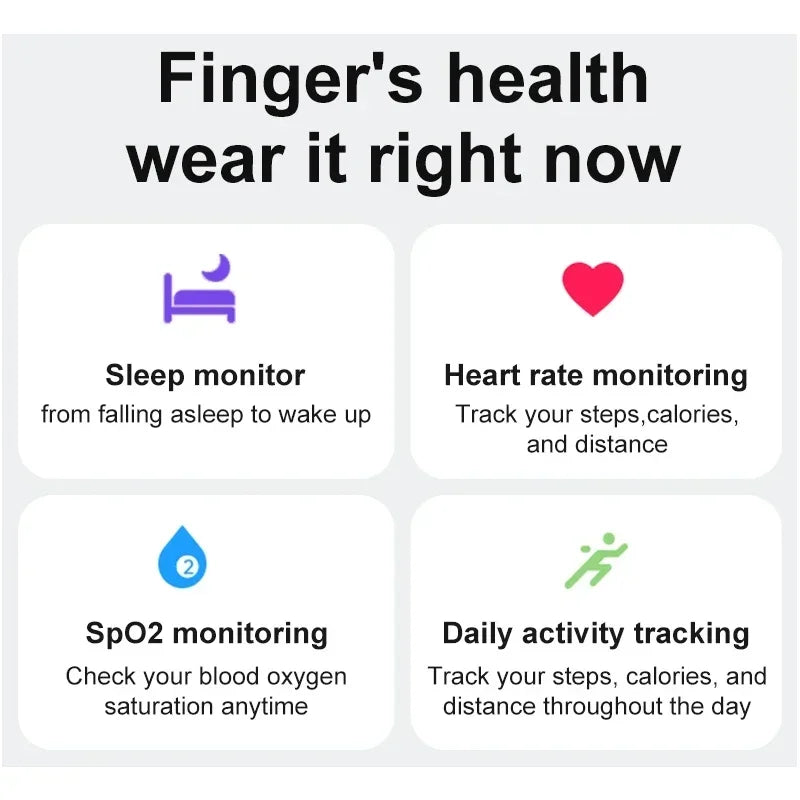 Smart Ring with Case-Skin Temperature Measure,Message Call Reminder,Sport Health Sleep Monitor,IP68 5ATM,Touch Control Rings