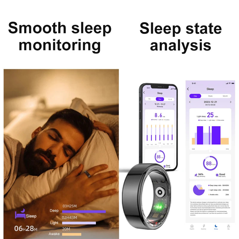 R02 Smart Ring 2025 Mens Rings for Woman Smartring Heart Rate Monitor Multi-sport Mode Bluetooth Fitness and Sleep Tracker