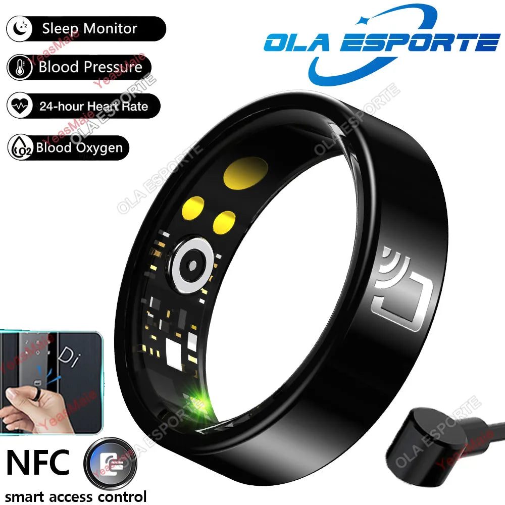 Smart Ring NFC Ring Health Fitness Tracker Ceramic Health Ring 2025 Sleep Tracking Heart Rate Blood Pressure with Charging Case