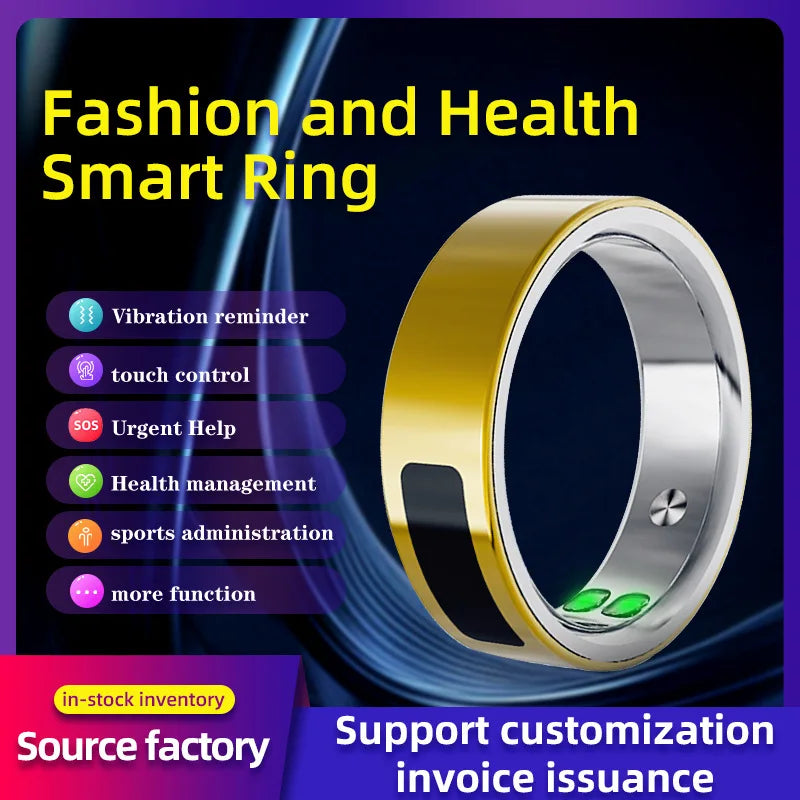 Vibrating Smart Ring for Men Vibration Notifications Health Monitoring,Calls Messages, Slient Alarm Clock Rings for Android iOS