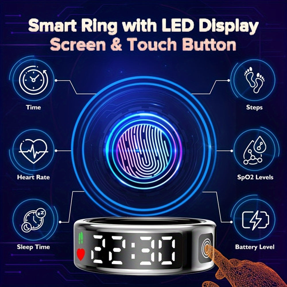 Smart Rings For Men And Women, Step Count, Distance, Exercise Fitness Tracking, Sleep Analysis, IP68 Design, Charging Case, Long Battery Life, Technological Fashion, Ideal Valentine'S Day, New Year & Birthday Gifts