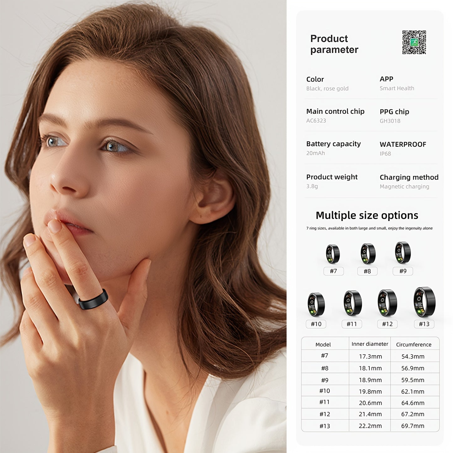 Smart Rings for Women, Fitness Tracker, Health Tracker with Steps, Distance, Calories, Sleep Tracking, Exercise Monitoring, Intelligent Ring Compatible with iPhone Android - Mothers Day Gifts, Fathers Day Gifts