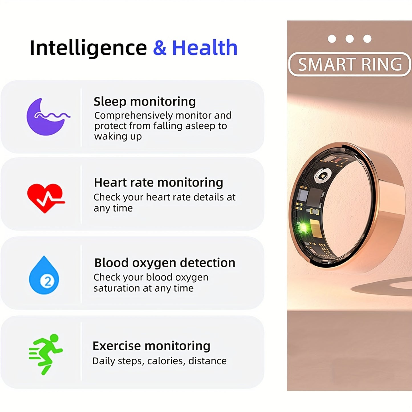 Smart Rings for Women, Fitness Tracker, Health Tracker with Steps, Distance, Calories, Sleep Tracking, Exercise Monitoring, Intelligent Ring Compatible with iPhone Android - Mothers Day Gifts, Fathers Day Gifts