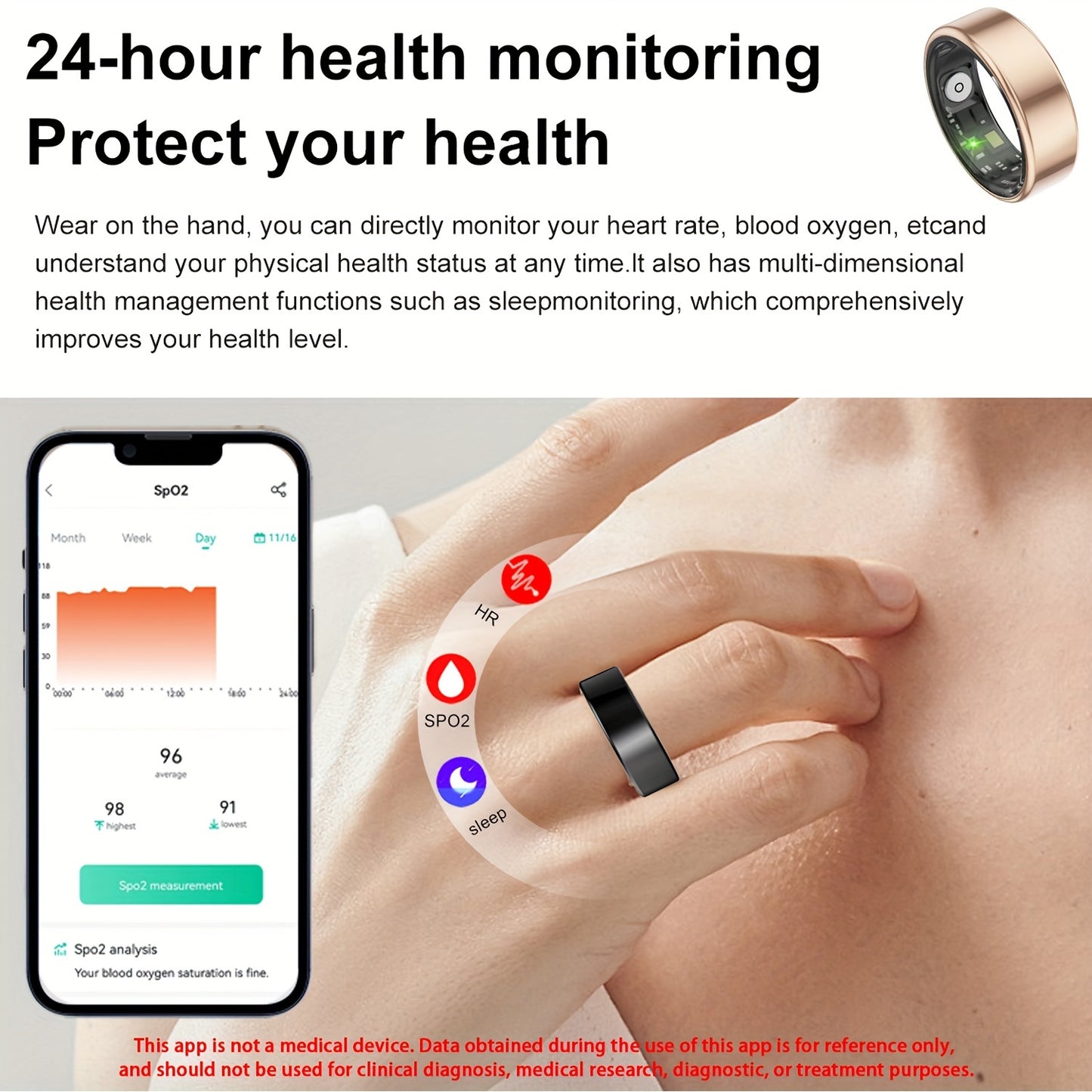 Smart Rings for Men Women, Activity Ring and Fitness Tracker with Steps, Calories, Sleep Tracking, Exercise Monitoring, Health Monitoring Ring for iPhone Android, Intelligent Ring - Fathers Day Gifts, Birthday Gifts